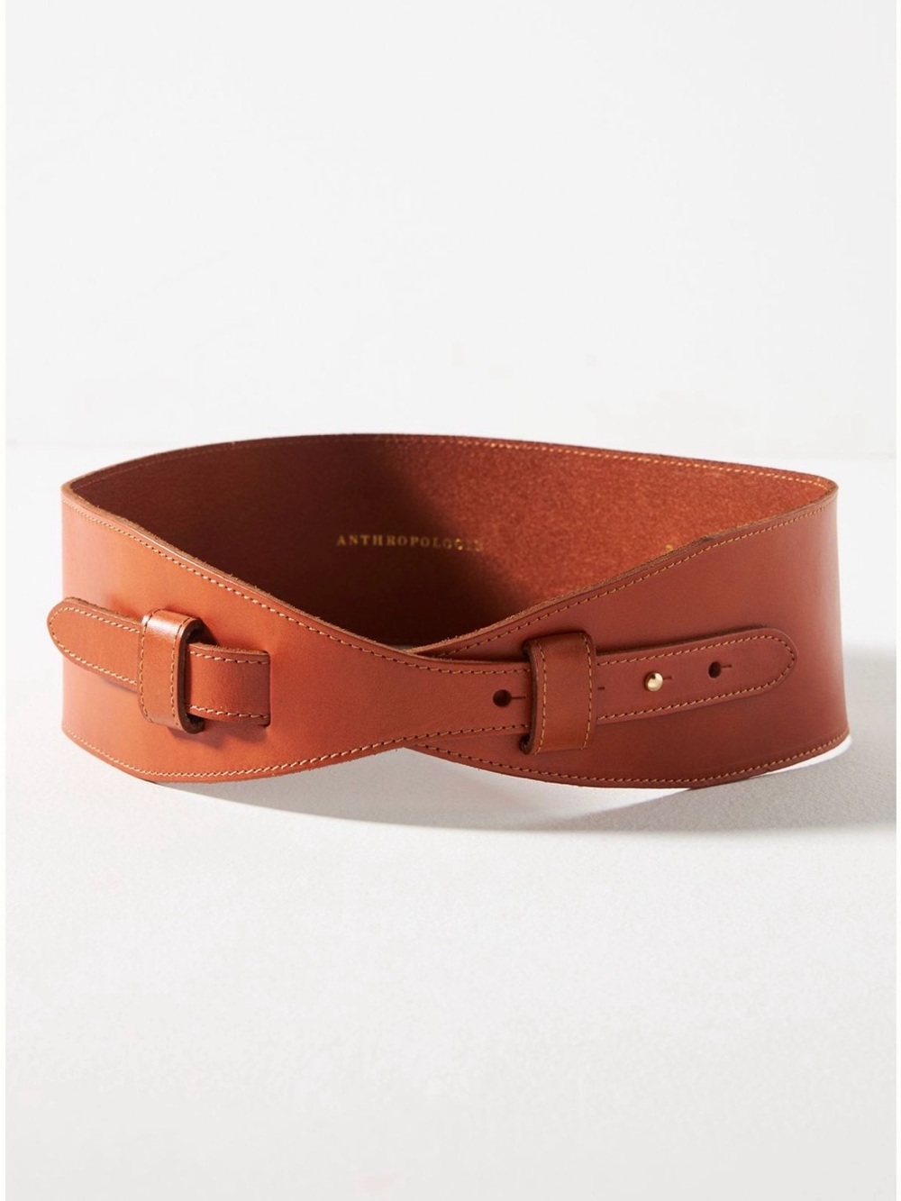 Anthropologie Cedar Brown Wide Corset Leather Belt